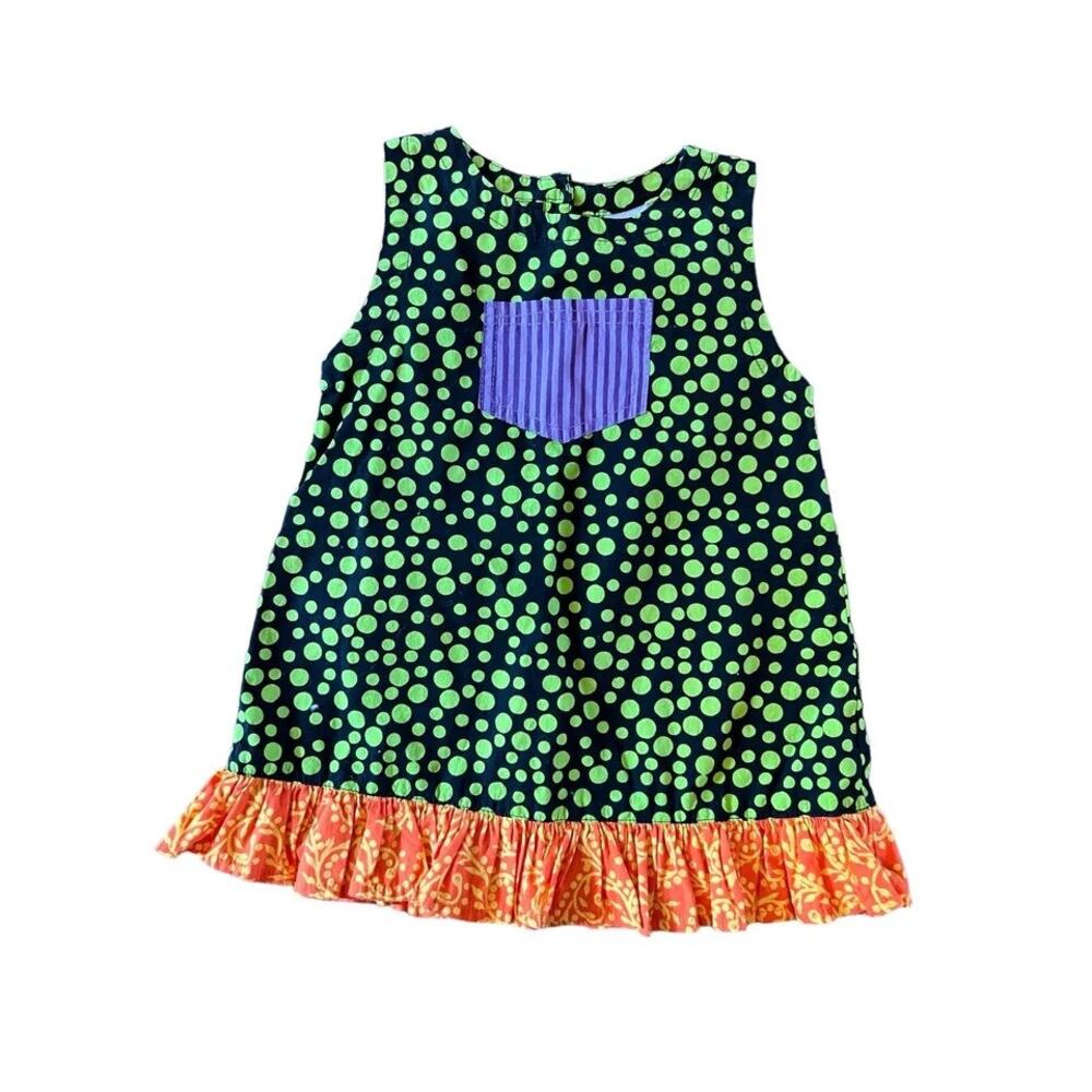 Frumpy Rumps Toddler Baby 18 Months Black Green‎ Polka Dot Dress